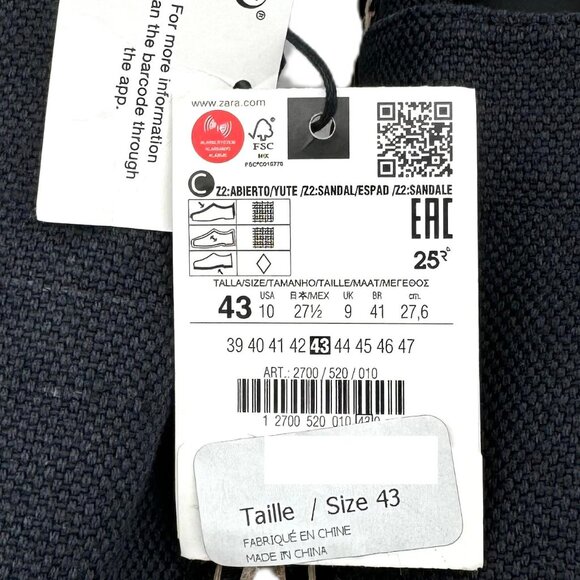 ZARA TEXTILE ESPADRILLES / WOMEN / NEW Navy Flats / EU 43 / US 10 - Picture 12 of 16